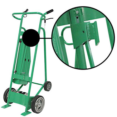 Valley Craft Powered Drum Hand Truck - Steel, (4) Wheels (2) Solid Rubber (2) Rear Polyurethane, Hand Brake, 800 lb. Capacity, Chime Hook for Fiber Drums